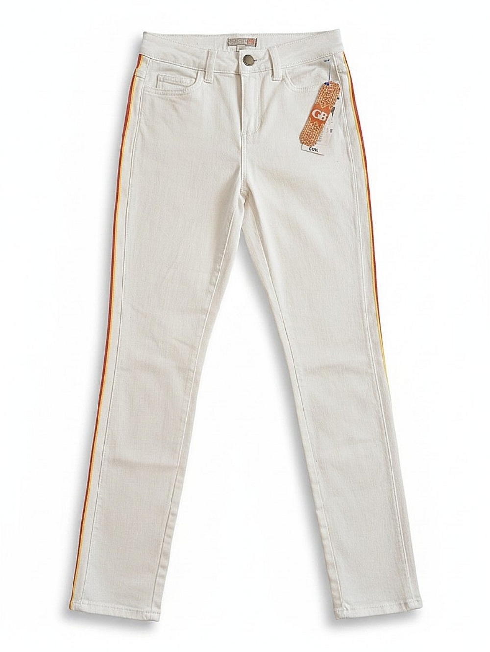 NWT! Gianni Bini White Skinny Jeans with Orange/yelloe Side Stripe